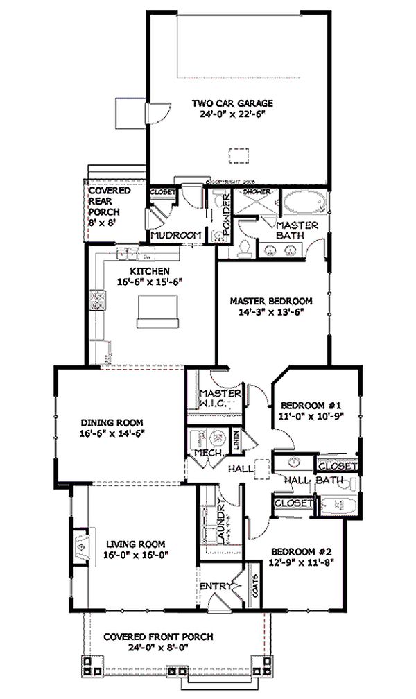 Home Plan - Bungalow style house plans Craftsman design floor plan