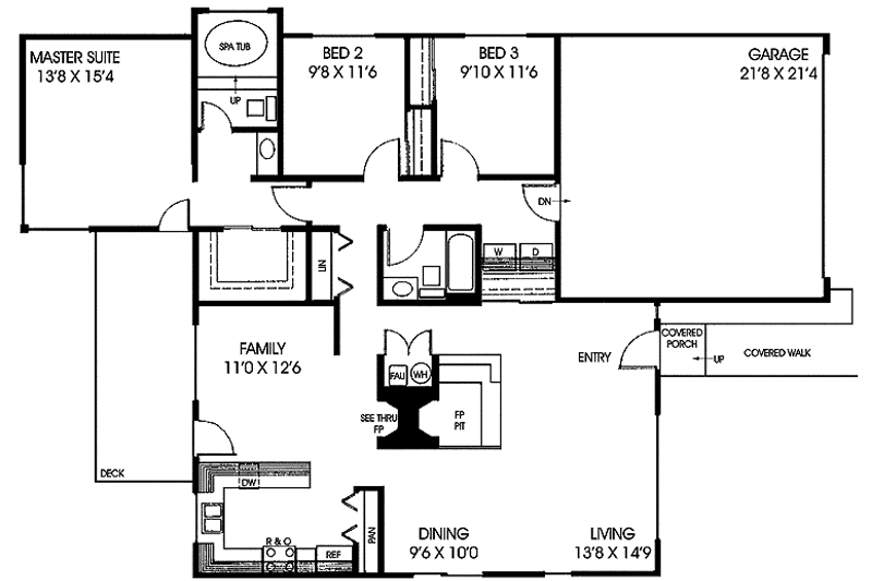 Dream House Plan - Floor Plan - Main Floor for Contemporary House Plan #60-676 - 3 bed, 2 bath