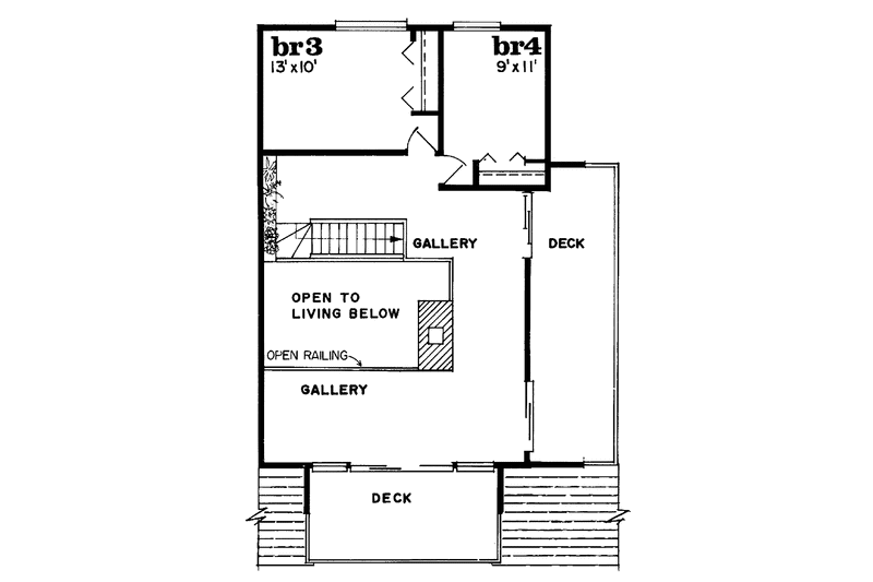Architectural House Design - Floor Plan - Upper Floor for Contemporary House Plan #47-654 - 4 bed, 1 bath