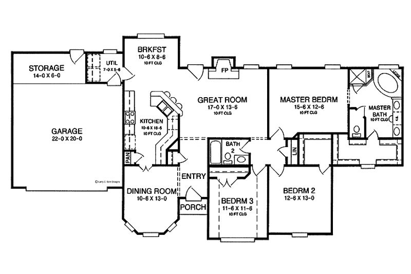 Home Plan - Floor Plan - Main Floor for European House Plan #952-60 - 3 bed, 2 bath
