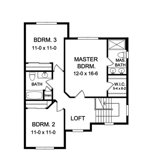House Plan Design - Colonial Floor Plan - Upper Floor Plan #1010-115