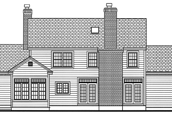 Exterior - Rear Elevation for Colonial House Plan #3-275 - 5 bed, 3.5 bath