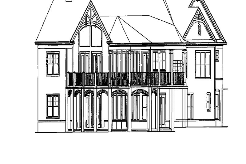 House Blueprint - Exterior - Rear Elevation for Craftsman House Plan #54-312 - 4 bed, 3.5 bath
