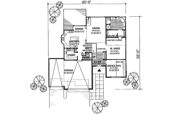 Floor Plan - Main Floor for Traditional House Plan #50-214 - 3 bed, 2.5 bath