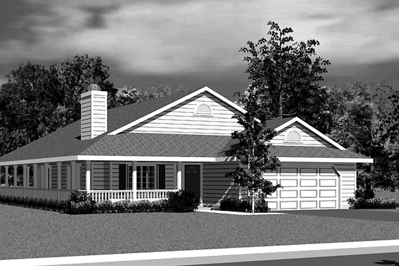 Home Plan - Exterior - Front Elevation for Country House Plan #72-1079 - 3 bed, 2 bath