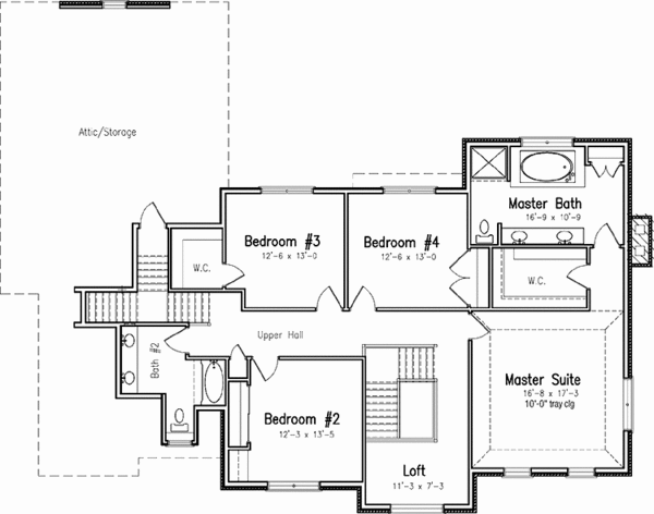 House Plan Design - European Floor Plan - Upper Floor Plan #994-7