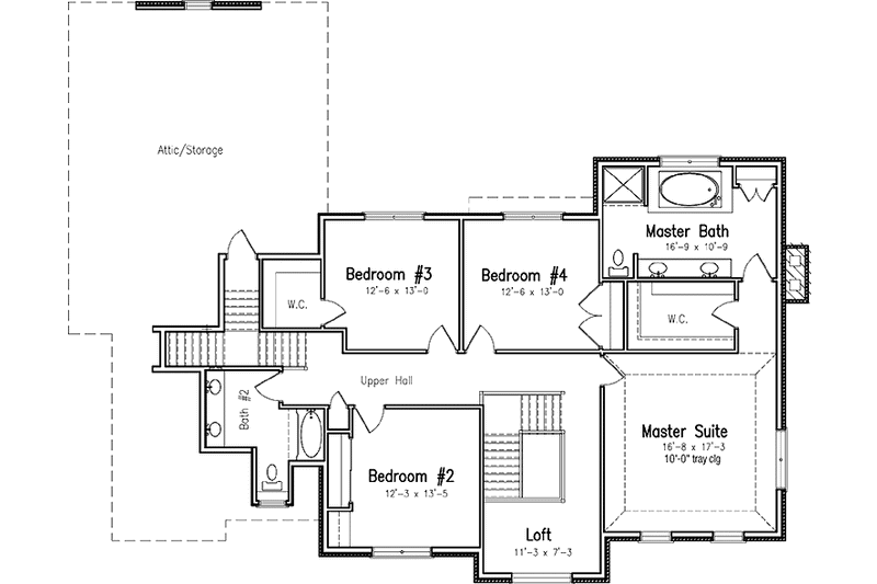 Home Plan - Floor Plan - Upper Floor for European House Plan #994-7 - 4 bed, 2.5 bath