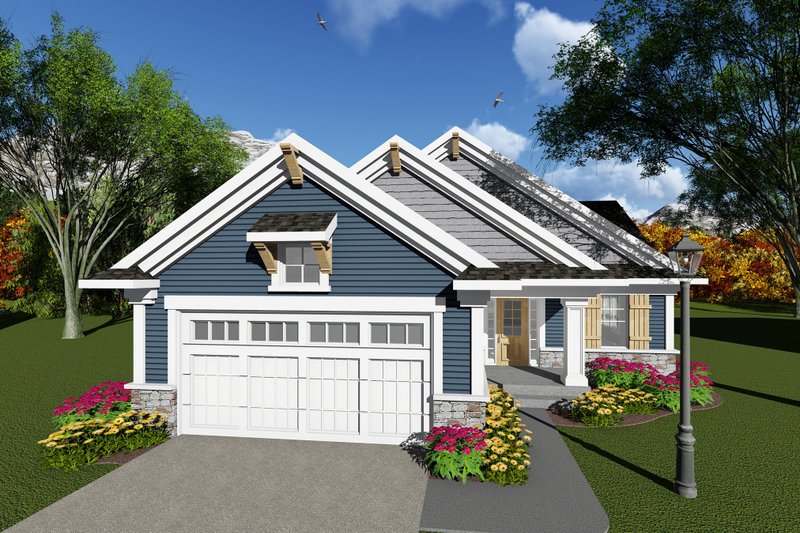 Architectural House Design - Ranch Exterior - Front Elevation Plan #70-1258