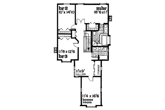 Floor Plan - Upper Floor for Traditional House Plan #47-405 - 3 bed, 2.5 bath