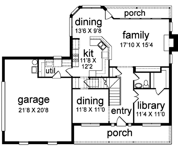 Dream House Plan - Country Floor Plan - Main Floor Plan #84-699