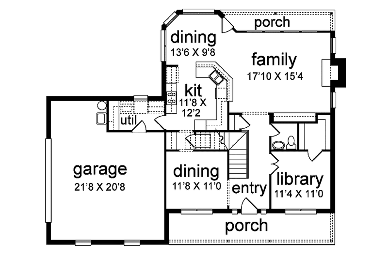 Home Plan - Floor Plan - Main Floor for Country House Plan #84-699 - 4 bed, 3.5 bath