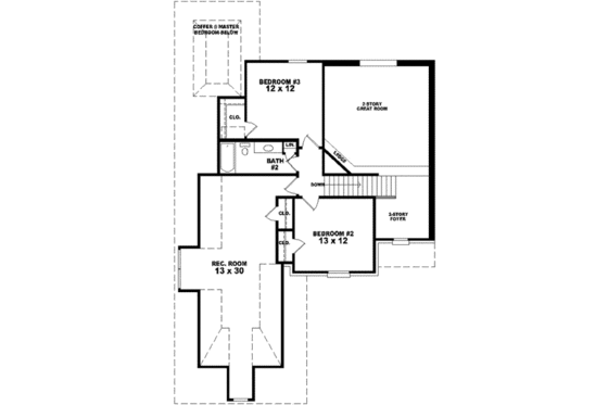 Floor Plan - Upper Floor for European House Plan #81-751 - 3 bed, 2.5 bath
