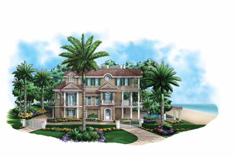 Architectural House Design - Exterior - Front Elevation 3 for Mediterranean House Plan #1017-135 - 2 bed, 2.5 bath
