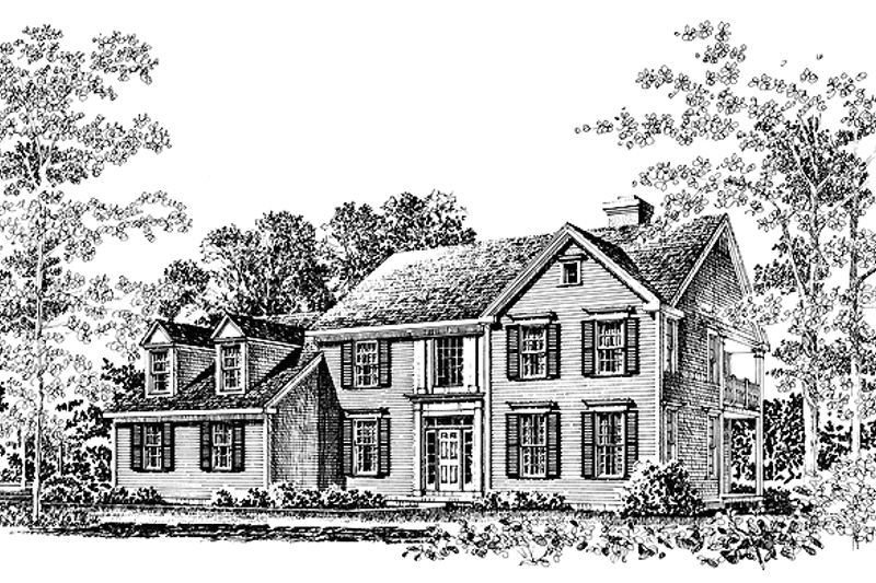 House Blueprint - Colonial Exterior - Front Elevation Plan #1016-35