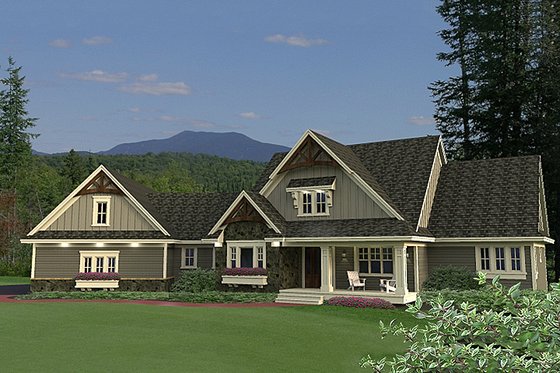 Exterior - Front Elevation for Craftsman House Plan #51-558 - 4 bed, 3.5 bath