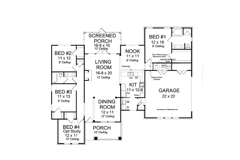 Dream House Plan - Floor Plan - Main Floor for Traditional House Plan #513-2128 - 4 bed, 2 bath