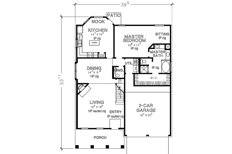 Architectural House Design - Floor Plan - Main Floor for Country House Plan #472-392 - 4 bed, 2.5 bath