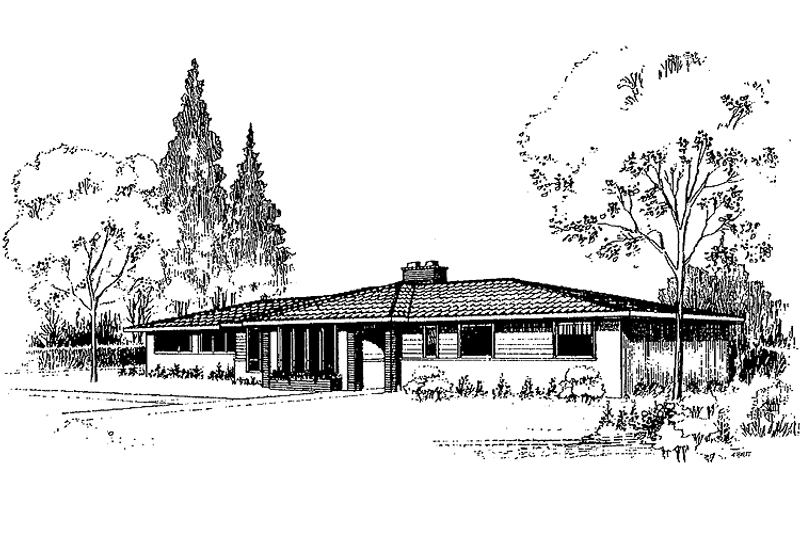 Dream House Plan - Exterior - Front Elevation 3 for Adobe / Southwestern House Plan #60-943 - 3 bed, 2 bath