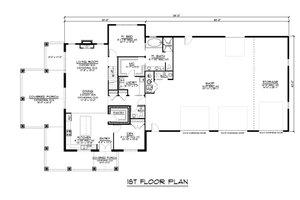 Floor Plan - Main Floor for Barndominium House Plan #1064-110 - 3 bed, 2.5 bath