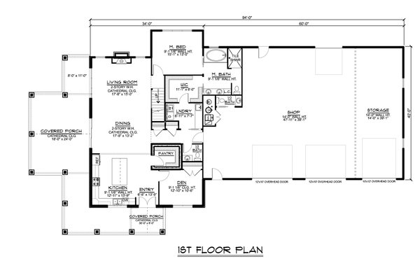 House Blueprint - Barndominium Floor Plan - Main Floor Plan #1064-110