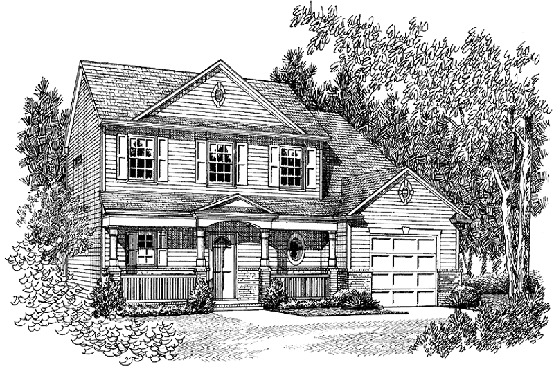 Architectural House Design - Exterior - Front Elevation 3 for Country House Plan #453-385 - 3 bed, 2.5 bath