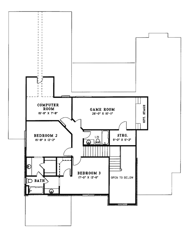 Architectural House Design - European Floor Plan - Upper Floor Plan #17-2715