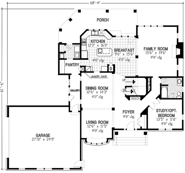 House Plan Design - European Floor Plan - Main Floor Plan #953-88