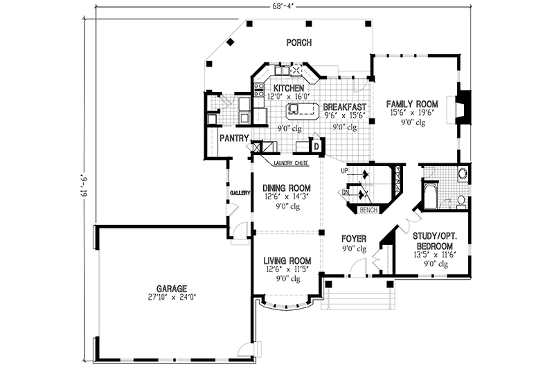 Home Plan - Floor Plan - Main Floor for European House Plan #953-88 - 4 bed, 3 bath