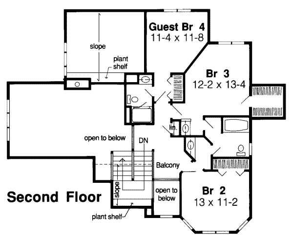 Traditional Floor Plan - Upper Floor Plan #312-300
