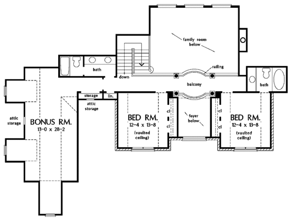Classical Floor Plan - Upper Floor Plan #929-516