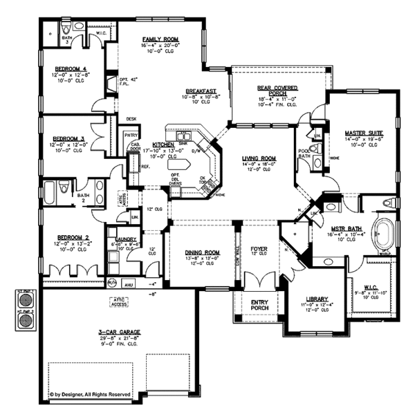 House Blueprint - Traditional Floor Plan - Main Floor Plan #1019-16