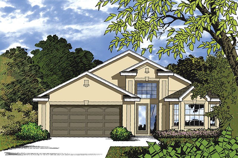 Dream House Plan - Exterior - Front Elevation 3 for Mediterranean House Plan #417-837 - 3 bed, 2 bath