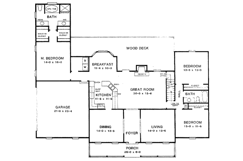 Traditional Style House Plan - 3 Beds 2 Baths 2218 Sq/Ft Plan #10-116 ...