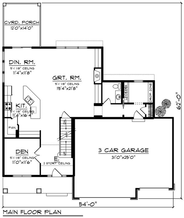Home Plan - Craftsman Floor Plan - Main Floor Plan #70-1250