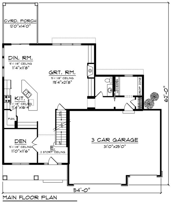 House Design - Craftsman Floor Plan - Main Floor Plan #70-1250