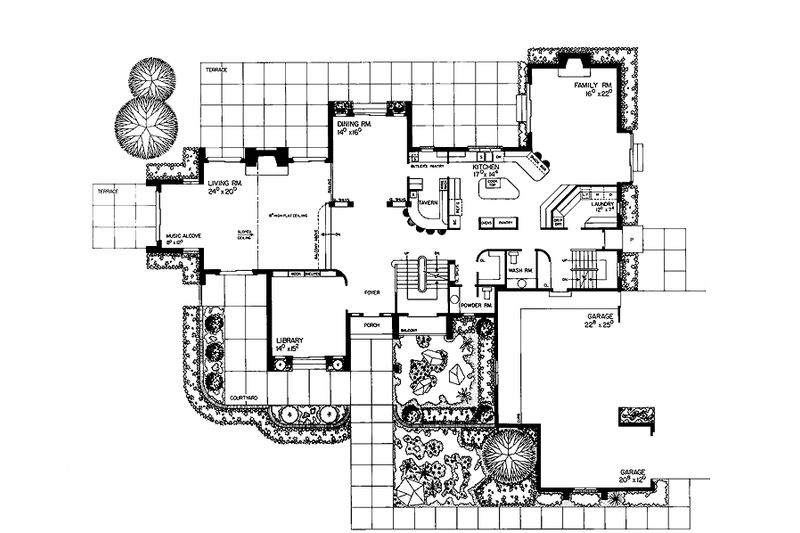 Home Plan - Floor Plan - Main Floor for Contemporary House Plan #72-791 - 4 bed, 5 bath
