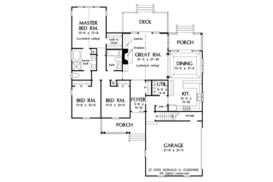 Floor Plan - Main Floor for Ranch House Plan #929-560 - 3 bed, 2 bath