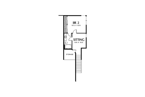 Floor Plan - Upper Floor for Traditional House Plan #48-375 - 2 bed, 2.5 bath