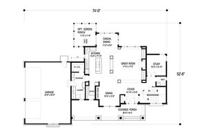 Craftsman style plan 56-597 main floor