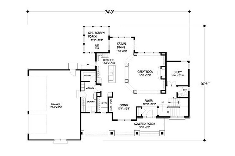 Architectural House Design - Craftsman style plan 56-597 main floor