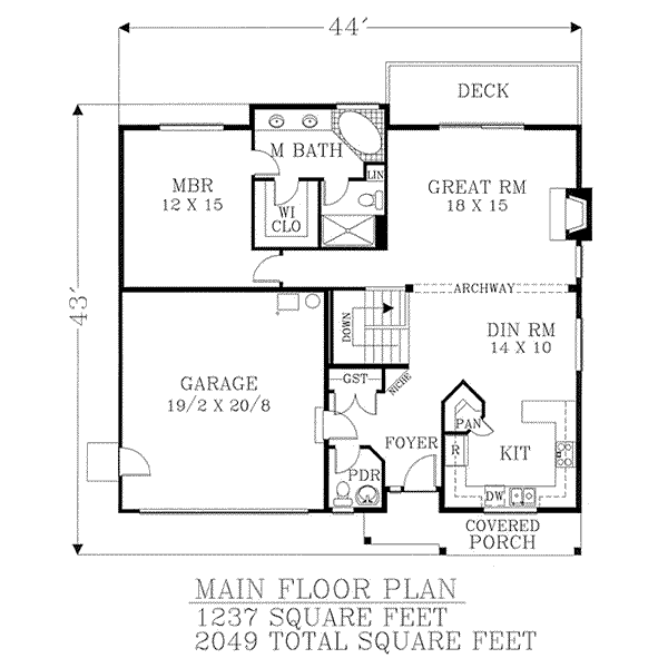 Craftsman Floor Plan - Main Floor Plan #53-226