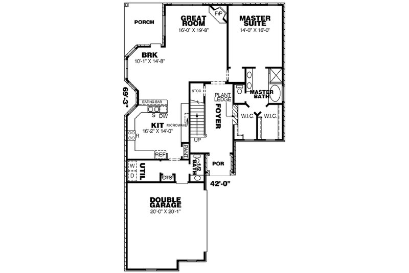 Architectural House Design - Floor Plan - Main Floor for European House Plan #34-194 - 3 bed, 2.5 bath