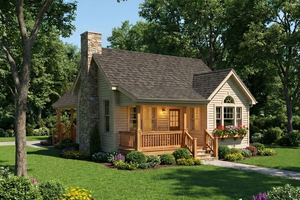 House Design - Exterior - Front Elevation for Cottage House Plan #406-215 - 1 bed, 1 bath