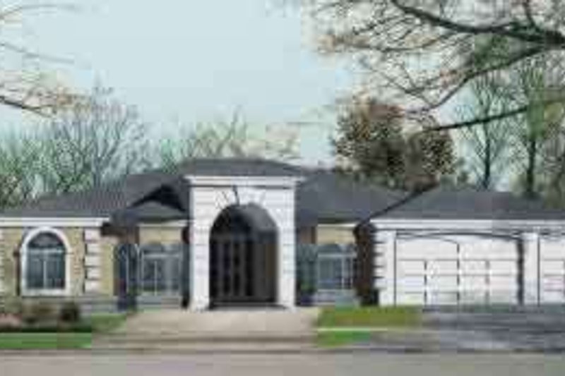 House Blueprint - Adobe / Southwestern Exterior - Front Elevation Plan #1-1187