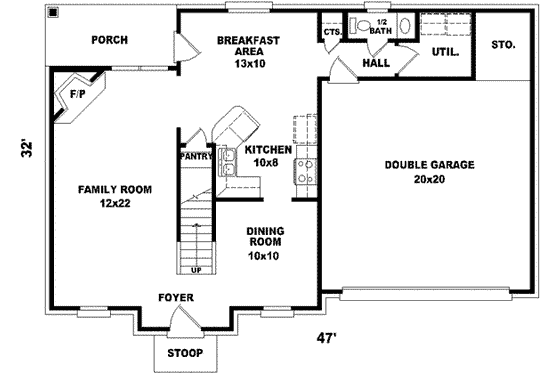 Floor Plan - Main Floor for European House Plan #81-658 - 3 bed, 2.5 bath