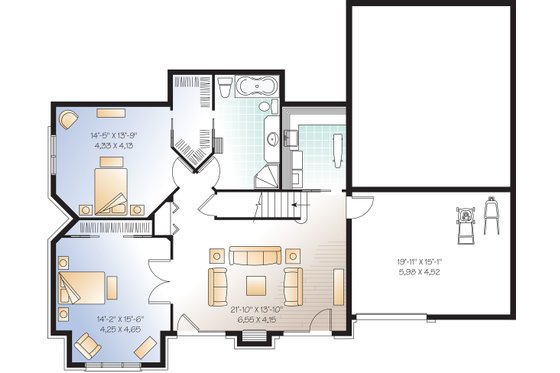 Floor Plan - Lower Floor for Craftsman House Plan #23-419 - 5 bed, 3.5 bath
