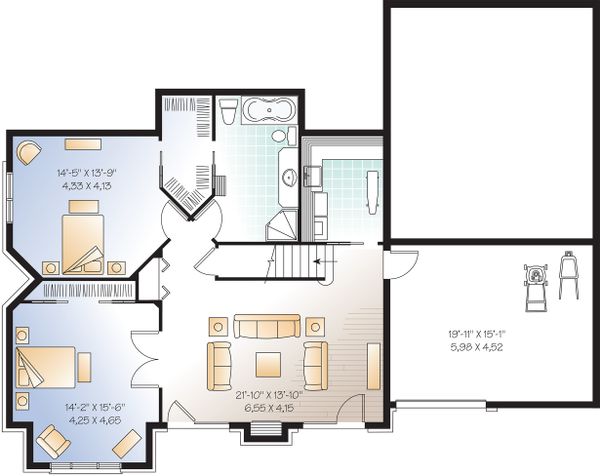 Architectural House Design - Craftsman Floor Plan - Lower Floor Plan #23-419