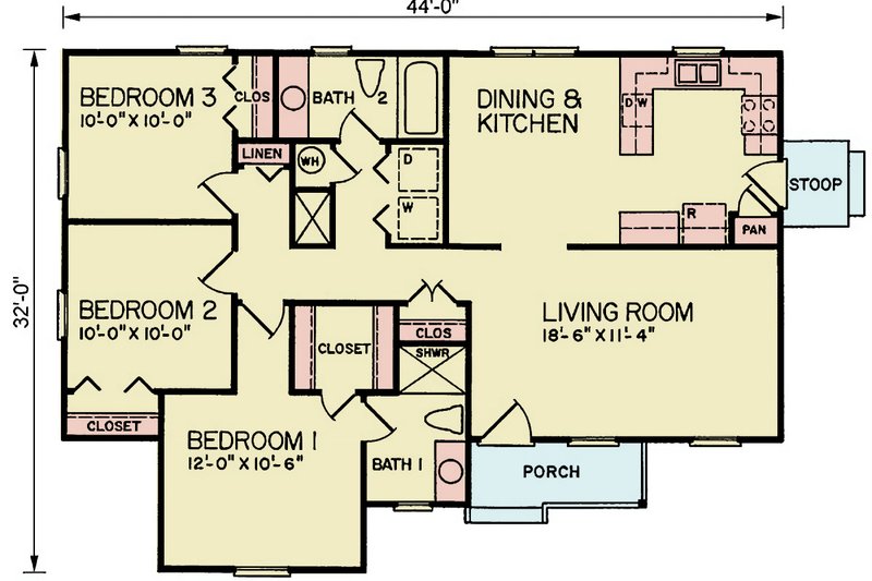 Architectural House Design - Exterior - Front Elevation 5 for Traditional House Plan #54-648 - 3 bed, 2 bath