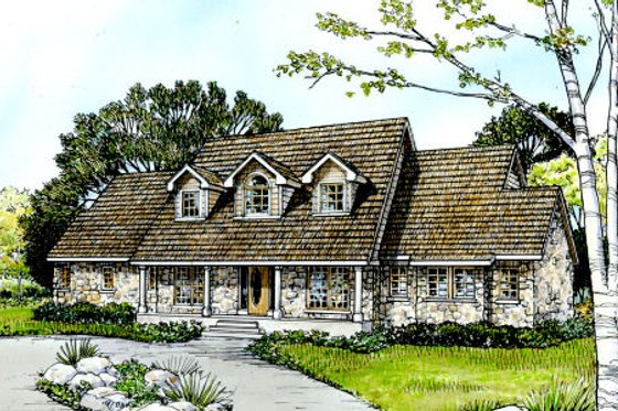 Exterior - Front Elevation for Country House Plan #140-150 - 4 bed, 3.5 bath