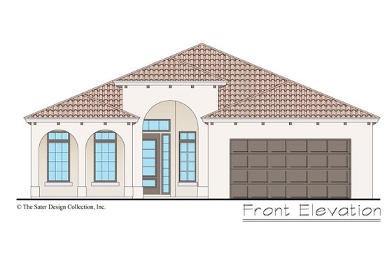Exterior - Front Elevation 3 for Mediterranean House Plan #930-493 - 4 bed, 2 bath